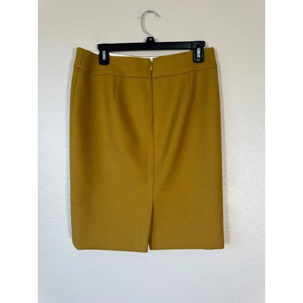 J Crew Mustard Yellow Wool Pencil Skirt Womens 6 Preppy Mini Academia Classic